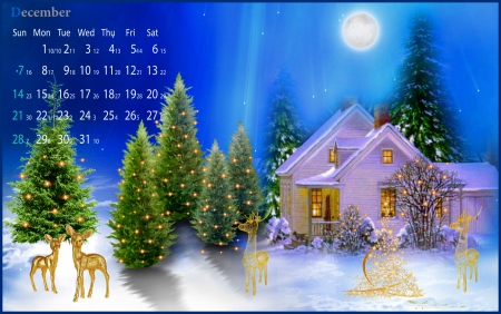 The month of December - 2014, trees, december, decorations, snow, christmas