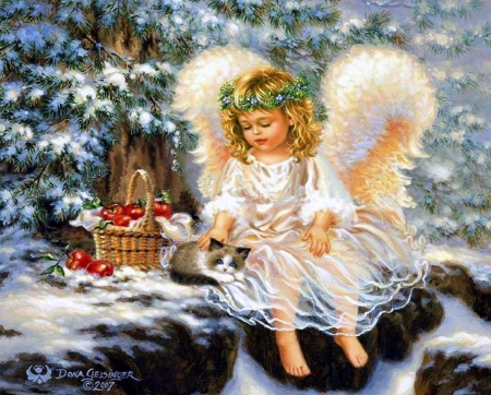 ★Gentle Care★ - heaven, pretty, angels, creative pre-made, apples, kitten, cats, Christmas, beautiful, paintings, weird things people wear, colors, lovely, xmas and new year, nature, wings, little angel, love four seasons, baskets