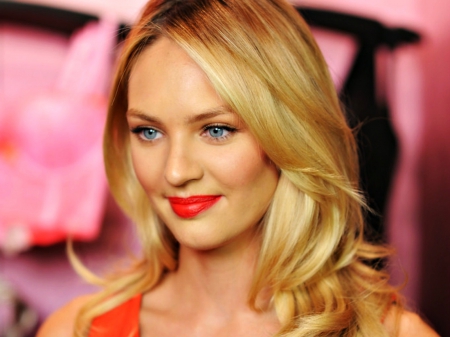 Candice Swanepoel - red, pink, model, blonde, girl, woman, candice swanepoel