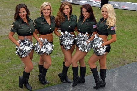 Army Cowgirls - girls, women, fun, models, female, cheerleaders, boots, cowgirls, brunettes, blondes, army