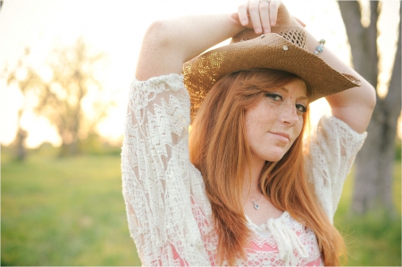 Cowgirl Sierra - style, girls, western, women, models, hats, cowgirls, redhead, sierra sawyer, fun, female