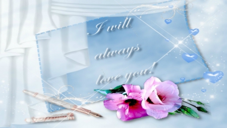 ~*~ I will always love you ~*~ - i love you, romantic card, valentines, love card, hd wallpaper, pink flowes