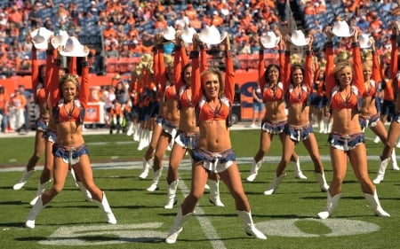 Cowgirls In Sync - sports, women, fun, girls, hats, boots, cowgirls, cheerleaders, females, football, dancing