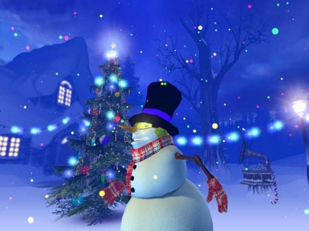 Frosty The Snowman - snowman, frosty, tree, xmas