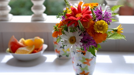 Still Life - colors, flowers, still life, vase