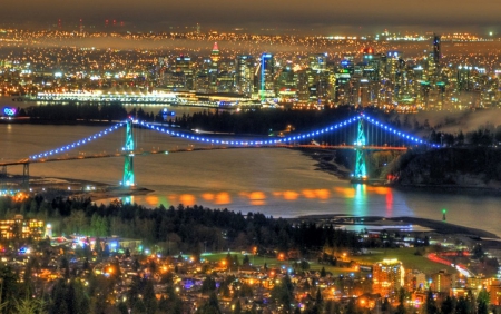 Vancouver - British Columbia - vancouver, bridge, lights, british columbia