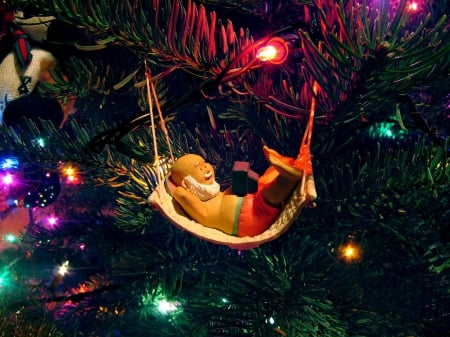 Relaxing - santa claus, toy, gifts, little, light, gift, tree, man