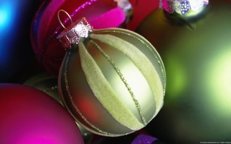 Fuzzy Ornament - ornaments, holiday, pink, green