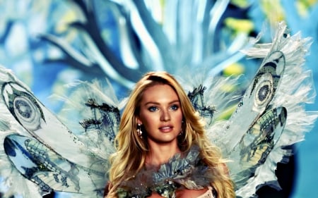 Candice Swanepoel - wings, model, blonde, girl, woman, blue, candice swanepoel, angel