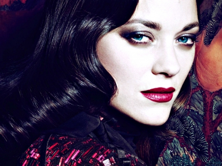 Marion Cotillard - woman, face, girl, marion cotillard, red, make-up, model