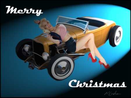 Merry Christmas - holiday, xmas, street rod, hot rod