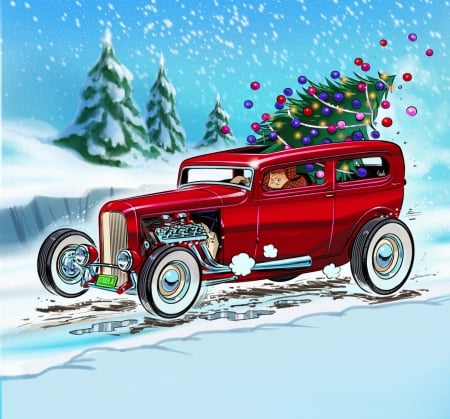 Happy Holidays - holidays, xmas, hot rod, christmas