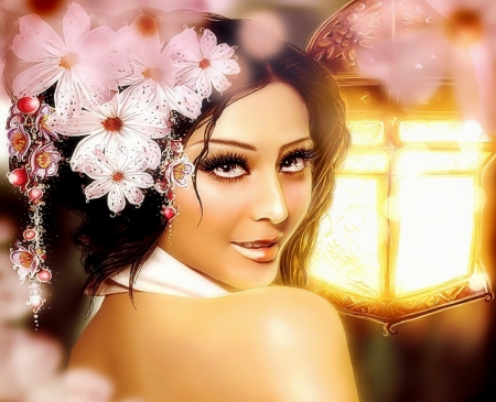 ~Scent of Blossoms~ - people, creative pre-made, beautiful, digital art, chinese, models, spring, weird things people wear, lovely, photomanipulation, flowers, girls, beautiful girls, lady, 3D and CG, love four seasons