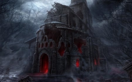 gothic ruins - gothic, dark, building, ruin