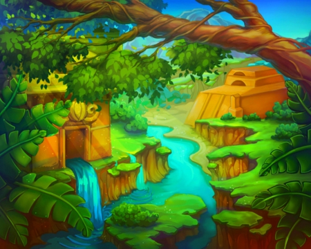 Fantasy Land - fantasy, landscape, river, trees, art