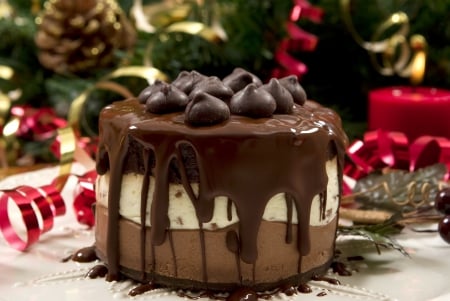 Delicious Christmas - christmas, delicious, candle, dessert, cake