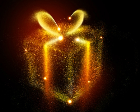 Christmas Gift - particles, gold, gift, Christmas