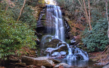 Upper Catawba Falls, North Carolina - nature, waterfall, usa, rocks