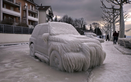 Beautiful but Frozen Car - Cars, Frozen, Ice, Parked