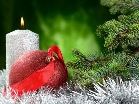 Xmas - candle, merry, ball, decoration, christmas