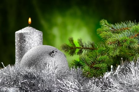 Xmas - candle, merry, ball, decoration, christmas