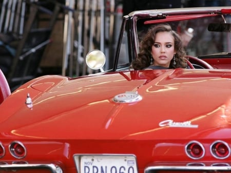 Jessica Alba - Corvette Babe - wallpaper, convertible, model, jessica, 2014, beautiful, actress, alba, corvette, jessica alba