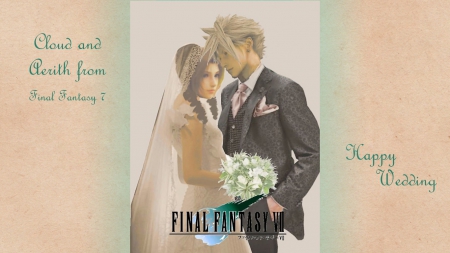 Cloud and Aerith -Wedding- - ff7, final fantasy, aerith, cloud