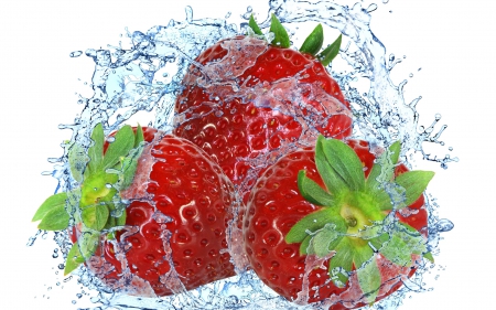 Strawberry - strawberry, water, food, fruit, splash