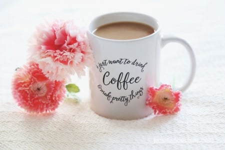 Drink Coffee - coffee, flower, pink, mug