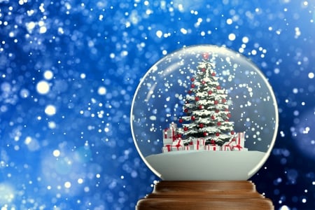 Xmas - christmas, snow, globe, tree