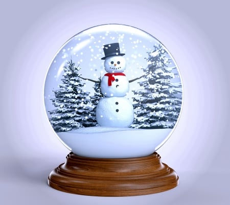 Xmas - snowman, snow, winter, globe, tree, christmas