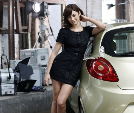 Olga Kurylenko and battery fueled car - sexy, girl, hot, teen, cute