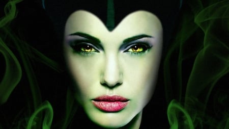 Maleficent - actress, movie, fantasy, maleficent, angelina jolie, face, pink, green, disney, fairy