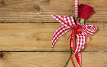 For you! - red, flower, rose, christmas, wood, white, bow, valentine, texture