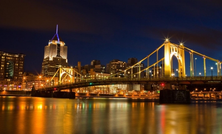 Pennsylvania-USA- - night, bridge, pennsylvania, river