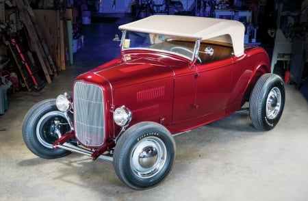 1932-Ford-Roadster - red, ford, classic, hotrod