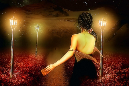 ~Last Wishes~ - photomanipulation, models, background, emotional, creative pre-made, love four seasons, valentines, digital art, weird things people wear, lamps, beautiful, colors, beloved valentines, flowers