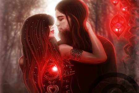 ~Kiss Me~ - beloved vanlentines, photomanipulation, models, background, heart, 3d and cg, emotional, creative pre-made, love four seasons, valentines, digital art, weird things people wear, beautiful, colors