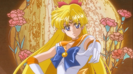 Sailor Venus - flower, blond hair, beautiful, blonde, anime girl, girl, blond, blonde hair, sailormoon, sailor moon, sailor venus, floral, pretty, magical girl, beauty, sweet, yellow, anime, long hair, nice, lovely, female