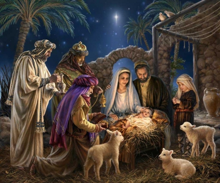 In the Stable - nativity, christmas, jesus, mary, joseph, religion, birth