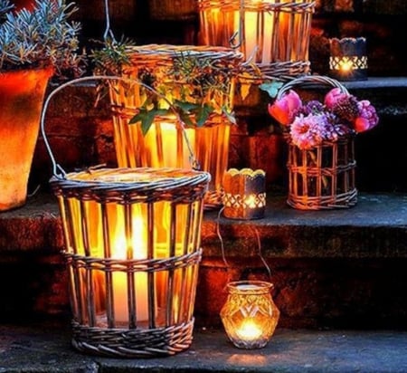 Temple Lights - flowers, lights, photography, temple, candle