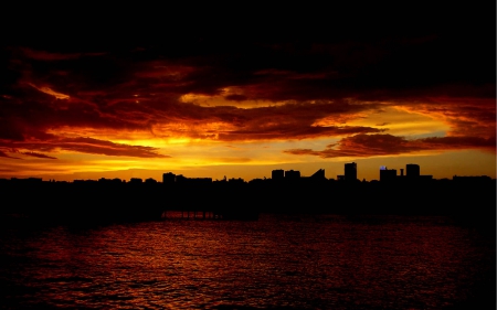 beautiful sunset - ocean, silhouette, sunset, beautiful