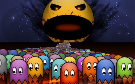 pac man - pac, ghost, colourful, man