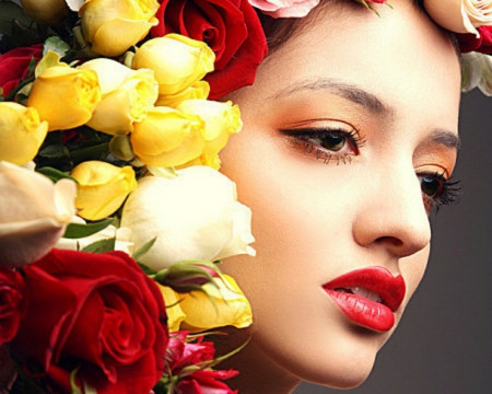 Beautiful Face - flowers, face, woman, model