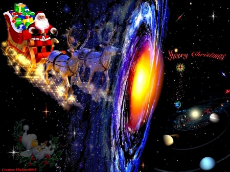 Santa Claus is on his way - santa, magic time, space, christmas