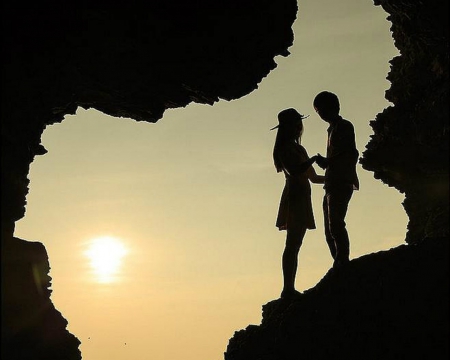 Couple - couple, lovers, sunset, shadow