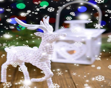 Merry Christmas - white, decor, deer, christmas