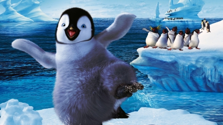 Happy Feet Two (2011) - white, ice, movie, happy feet two, blue, penguin, winter, fantasy