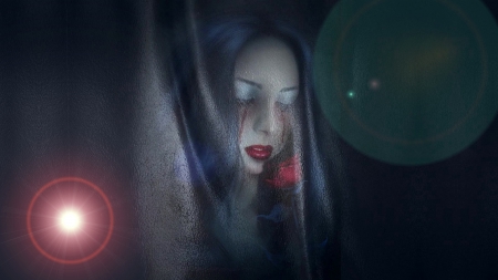 GOTHIC Halo Babe - Rose, Woman, Photoshop, Gothic, Blue, Abstract