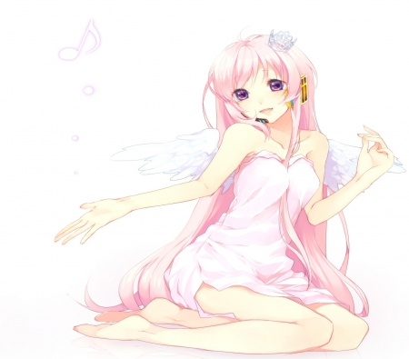 Megurine Luka - luka, girl, angel, wings, long hair, pretty, pink, vocaloid, cute